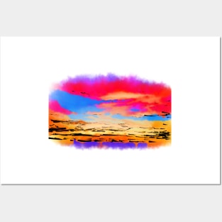 Colorful Abstract Sunset Posters and Art